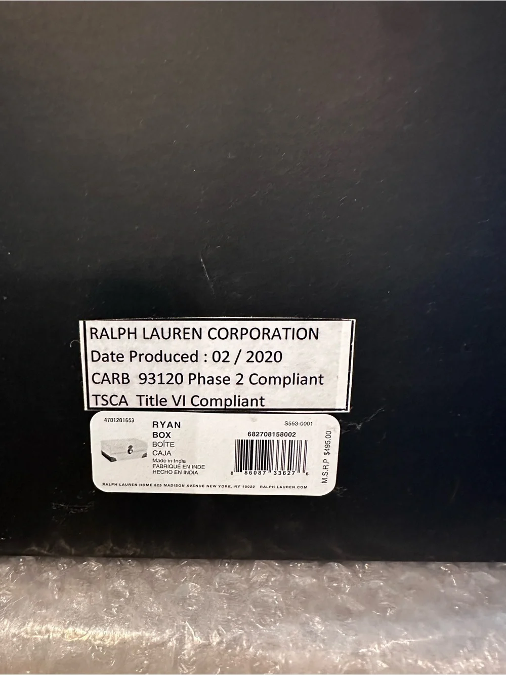 Ralph Lauren Ryan Box Cream and Brown Jewelry Storage Box with Leather Accents